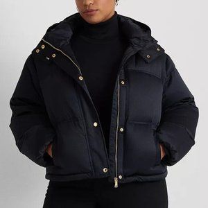 Lauren Ralph Lauren Black Plus Size Satin Puffer Jacket 2x, NWT